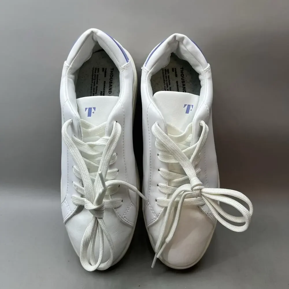 Thousand Fell Lace Up Vegan Walking Shoes Women Size 8 White Comfort Low Sneaker